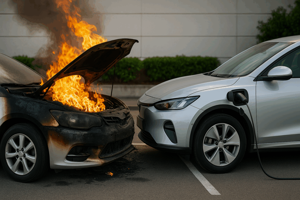 auto ibride ed elettriche bruciano accidentalmente molto meno delle auto normali a combustione interna